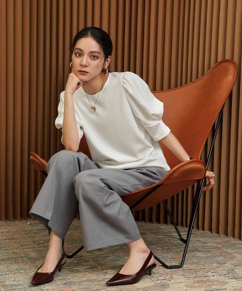ELFRANK(エルフランク)の「ダンボールタックスリーブ半袖カットソー 洗える(Tシャツ/カットソー・レディース・ブラック/オフホワイト/イエロー・M/L)」の19枚目の写真