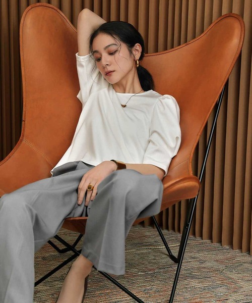 ELFRANK(エルフランク)の「ダンボールタックスリーブ半袖カットソー 洗える(Tシャツ/カットソー・レディース・ブラック/オフホワイト/イエロー・M/L)」の21枚目の写真