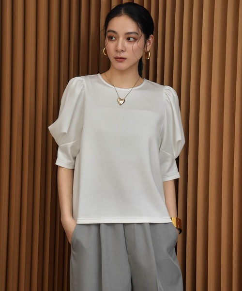 ELFRANK(エルフランク)の「ダンボールタックスリーブ半袖カットソー 洗える(Tシャツ/カットソー・レディース・ブラック/オフホワイト/イエロー・M/L)」の22枚目の写真