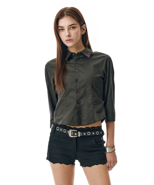 SECONDMONO（セカンドモノローグ）の「Three-quarter Sleeve Shirt [CHARCOAL]_SEWSH010CHARCOAL（シャツ/ブラウス・レディース・その他・F）」の2枚目の写真