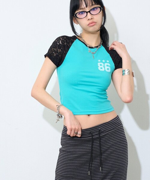 WHO'S WHO gallery(フーズフーギャラリー)の「【WEB限定】ラグラン袖レースナンバリングTEE(Tシャツ/カットソー・レディース・ブラック/ミント/オフホワイト・FREE)」の20枚目の写真