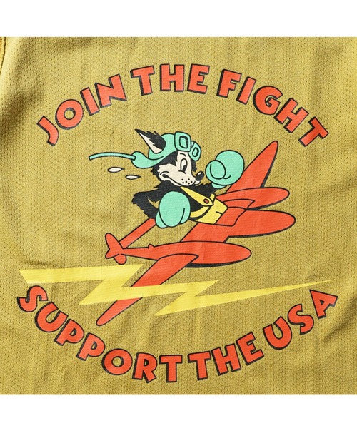 HOUSTON(ヒューストン)の「HOUSTON メッシュプリントTシャツ(FIGHT)(Tシャツ/カットソー・メンズ・オリーブドラブ/マスタード/オフホワイト・MEDIUM/X-LARGE/LARGE/XX-LARGE)」の6枚目の写真