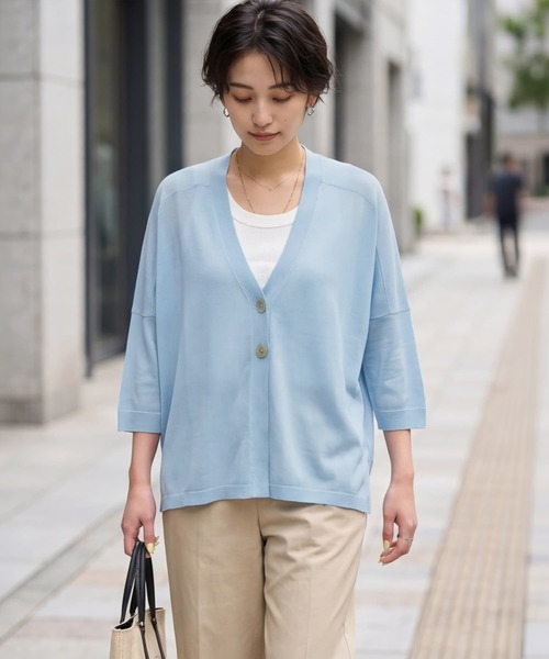 STYLE DELI(スタイルデリ)の「【LUXE】2ボタンゆったり7分袖カーディガンB(カーディガン/ボレロ・レディース・イエロー/ホワイト/ブルー/ブラック・FREE)」の1枚目の写真