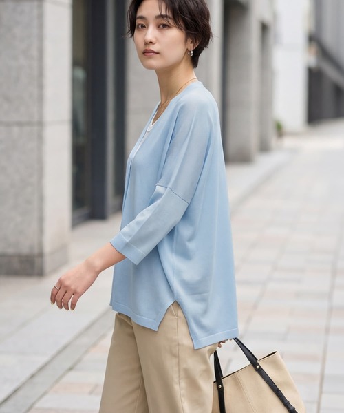 STYLE DELI(スタイルデリ)の「【LUXE】2ボタンゆったり7分袖カーディガンB(カーディガン/ボレロ・レディース・イエロー/ホワイト/ブルー/ブラック・FREE)」の10枚目の写真