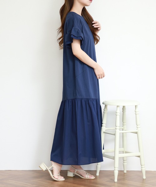 EGLANTINE(エグランティーヌ)の「EGLANTINE 切り替えワンピース 半袖(ワンピース・レディース・ネイビー/カーキ/ブラック・38)」の12枚目の写真