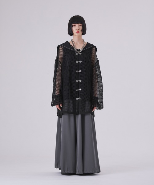 狐独(コドク)の「セーラーカラーメッシュカーディガン(カーディガン/ボレロ・メンズ・ブラック/パープル・LARGE/MEDIUM)」の8枚目の写真