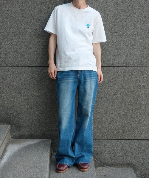 Perushu（ペルーシュ）の「ONE-POINT EMBROIDERY SLUB T SHIRT／ワンポイント刺繍ロゴスラブTシャツ（Tシャツ/カットソー・メンズ・ブラック/グレー/オフホワイト・MEDIUM/LARGE）」の7枚目の写真