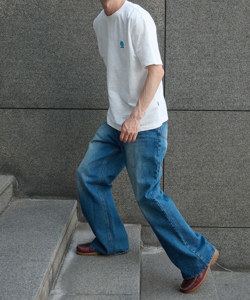 Perushu（ペルーシュ）の「ONE-POINT EMBROIDERY SLUB T SHIRT／ワンポイント刺繍ロゴスラブTシャツ（Tシャツ/カットソー・メンズ・ブラック/グレー/オフホワイト・MEDIUM/LARGE）」の8枚目の写真
