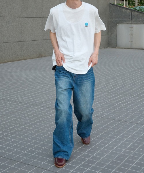 Perushu（ペルーシュ）の「ONE-POINT EMBROIDERY SLUB T SHIRT／ワンポイント刺繍ロゴスラブTシャツ（Tシャツ/カットソー・メンズ・ブラック/グレー/オフホワイト・MEDIUM/LARGE）」の9枚目の写真
