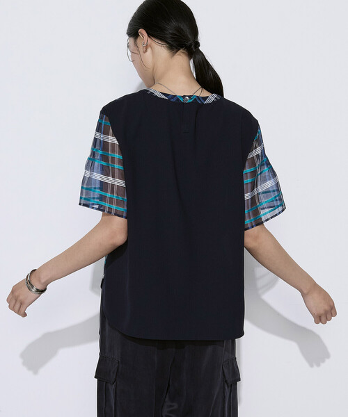 K.T KIYOKO TAKASE(キヨコタカセ)の「【セットアップ対応】シルクシアーチェック Tブラウス(シャツ/ブラウス・レディース・ブラウン系その他/ブルー系その他・9号)」の7枚目の写真