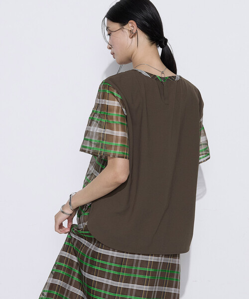 K.T KIYOKO TAKASE(キヨコタカセ)の「【セットアップ対応】シルクシアーチェック Tブラウス(シャツ/ブラウス・レディース・ブラウン系その他/ブルー系その他・9号)」の13枚目の写真