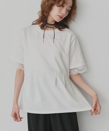 レース スリーブウエストタック Tシャツ