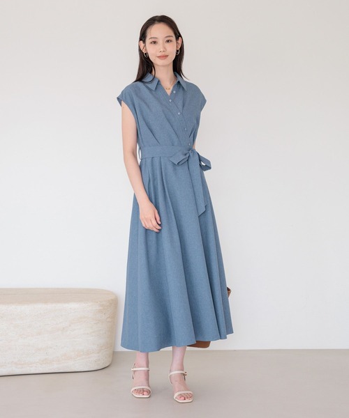 Andemiu(アンデミュウ)の「アシメボタンシャツワンピース1018054(ワンピース・レディース・チャコールグレー/ブラウン/ブルー・FREE)」の5枚目の写真