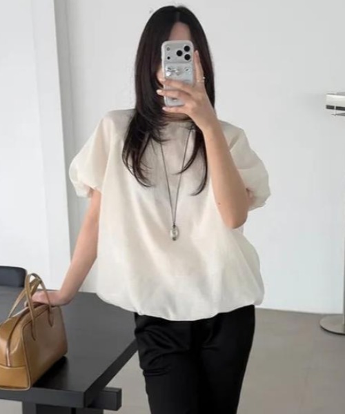 semplice(センプリチェ)の「Tシャツ【韓国ファッション】(Tシャツ/カットソー・レディース・グレー/ベージュ・F)」の4枚目の写真