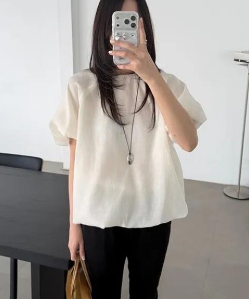 semplice(センプリチェ)の「Tシャツ【韓国ファッション】(Tシャツ/カットソー・レディース・グレー/ベージュ・F)」の17枚目の写真