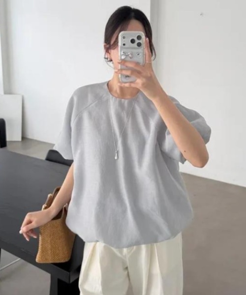 semplice(センプリチェ)の「Tシャツ【韓国ファッション】(Tシャツ/カットソー・レディース・グレー/ベージュ・F)」の8枚目の写真