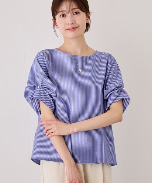 Jayro(ジャイロ)の「タックディティールスリーブブラウス(シャツ/ブラウス・レディース・ホワイト系その他/ブラック系その他/ブルー系その他5・M)」の3枚目の写真