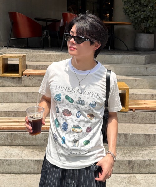 ADAMASTE(アダマスト)の「Vintage Like Mineral Graphic T-Shirt - ヴィンテージライクミネラルグラフィックTシャツ(Tシャツ/カットソー・メンズ・ホワイト/ブラック・MEDIUM/LARGE)」の3枚目の写真