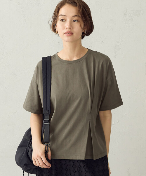 COMME CA ISM(コムサイズム)の「【接触冷感】サイドタックTシャツ(Tシャツ/カットソー・レディース・ホワイト/チャコール/カーキ・LARGE/MEDIUM)」の1枚目の写真
