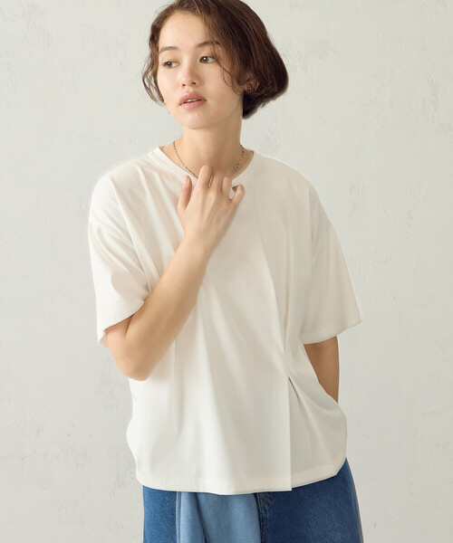 COMME CA ISM(コムサイズム)の「【接触冷感】サイドタックTシャツ(Tシャツ/カットソー・レディース・ホワイト/チャコール/カーキ・LARGE/MEDIUM)」の7枚目の写真