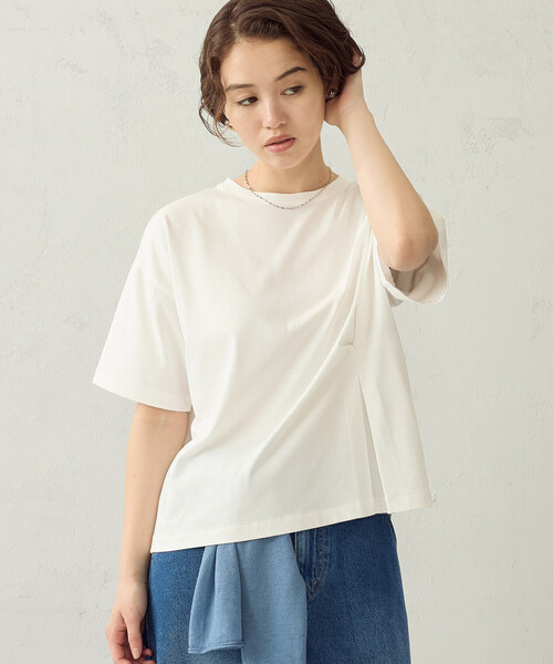 COMME CA ISM(コムサイズム)の「【接触冷感】サイドタックTシャツ(Tシャツ/カットソー・レディース・ホワイト/チャコール/カーキ・LARGE/MEDIUM)」の2枚目の写真