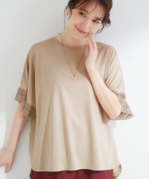 【UV/洗濯機可/体型カバー】ヒップ周りが隠せる お袖レースTシャツ