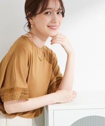 【UV/洗濯機可/体型カバー】ヒップ周りが隠せる お袖レースTシャツ