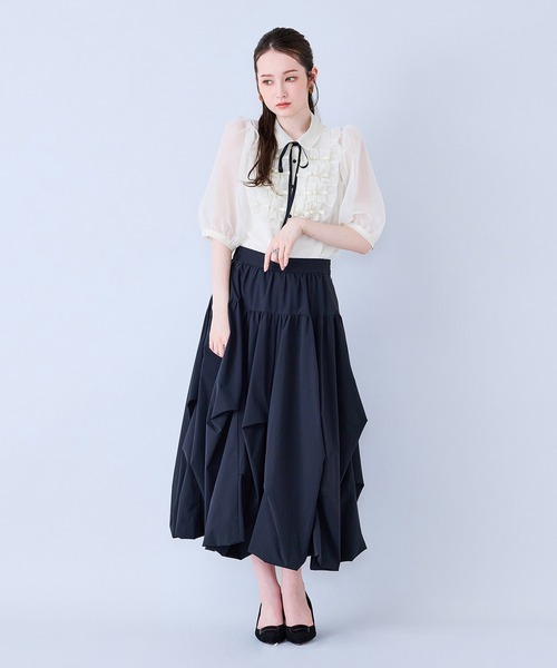 Audie a Muses（オーディアミューズ）の「リボン付きブラウス（シャツ/ブラウス・レディース・ブラック/オフホワイト・38/42）」の3枚目の写真