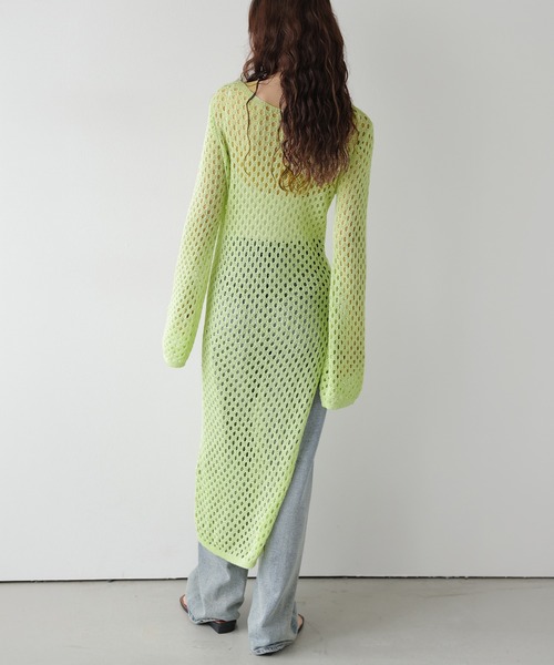 CURA CLOSET(キュラ クローゼット)の「透かし編みロングニットワンピース/体型カバー/アレンジ自在(ワンピース・レディース・ホワイト/ライム/ブラック/ブラウン・フリー)」の19枚目の写真