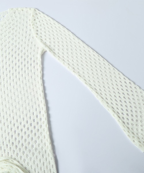 CURA CLOSET(キュラ クローゼット)の「透かし編みロングニットワンピース/体型カバー/アレンジ自在(ワンピース・レディース・ホワイト/ライム/ブラック/ブラウン・フリー)」の9枚目の写真