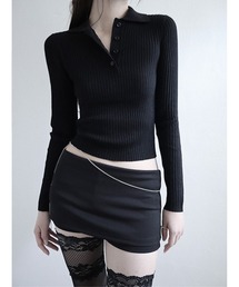 golgi collar knit, BLACK