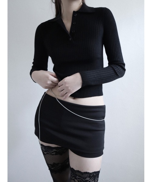 CladdA（クラタ）の「golgi collar knit, BLACK（Tシャツ/カットソー・レディース・ブラック・FREE）」の2枚目の写真