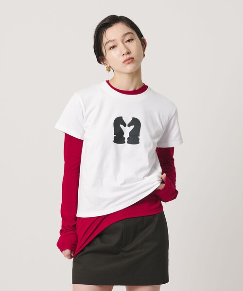 ER(イーアール)の「<ER>チェスナイトプリントTシャツ(Tシャツ/カットソー・レディース・ホワイト/ブラック・S/M)」の1枚目の写真