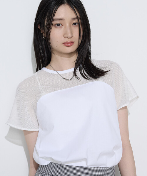 COMME CA(コムサ)の「シャンブレーガラミ プルオーバー(Tシャツ/カットソー・レディース・ホワイト/トップグレー/ボルドー・9号)」の6枚目の写真