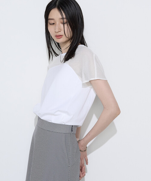 COMME CA(コムサ)の「シャンブレーガラミ プルオーバー(Tシャツ/カットソー・レディース・ホワイト/トップグレー/ボルドー・9号)」の7枚目の写真