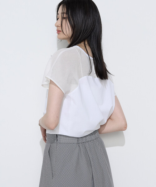 COMME CA(コムサ)の「シャンブレーガラミ プルオーバー(Tシャツ/カットソー・レディース・ホワイト/トップグレー/ボルドー・9号)」の9枚目の写真
