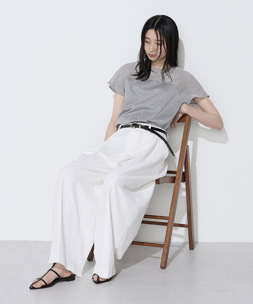 COMME CA(コムサ)の「シャンブレーガラミ プルオーバー(Tシャツ/カットソー・レディース・ホワイト/トップグレー/ボルドー・9号)」の12枚目の写真