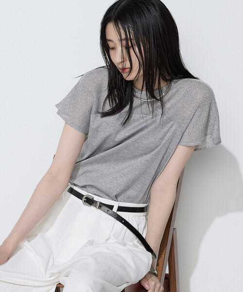 COMME CA(コムサ)の「シャンブレーガラミ プルオーバー(Tシャツ/カットソー・レディース・ホワイト/トップグレー/ボルドー・9号)」の13枚目の写真