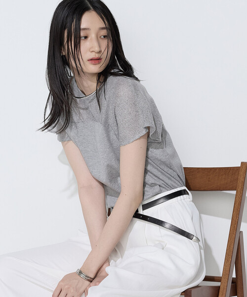 COMME CA(コムサ)の「シャンブレーガラミ プルオーバー(Tシャツ/カットソー・レディース・ホワイト/トップグレー/ボルドー・9号)」の14枚目の写真