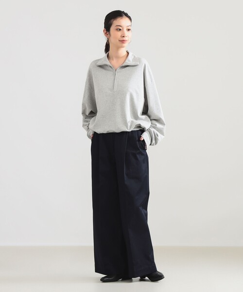 Demi-Luxe BEAMS（デミルクス ビームス）の「ハーフジップ 裏毛 プルオーバー（Tシャツ/カットソー・レディース・グレー/ブラック・ONE SIZE）」の3枚目の写真
