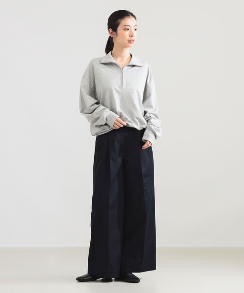 Demi-Luxe BEAMS（デミルクス ビームス）の「ハーフジップ 裏毛 プルオーバー（Tシャツ/カットソー・レディース・グレー/ブラック・ONE SIZE）」の4枚目の写真
