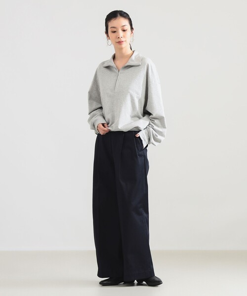 Demi-Luxe BEAMS（デミルクス ビームス）の「ハーフジップ 裏毛 プルオーバー（Tシャツ/カットソー・レディース・グレー/ブラック・ONE SIZE）」の5枚目の写真