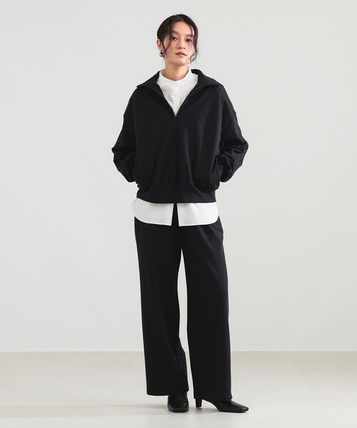 Demi-Luxe BEAMS（デミルクス ビームス）の「ハーフジップ 裏毛 プルオーバー（Tシャツ/カットソー・レディース・グレー/ブラック・ONE SIZE）」の8枚目の写真