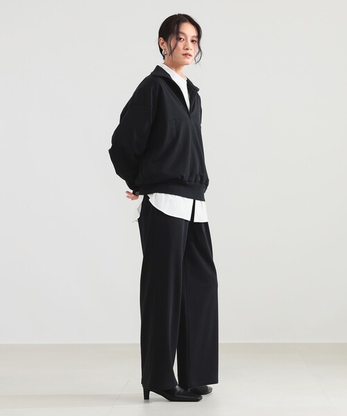 Demi-Luxe BEAMS（デミルクス ビームス）の「ハーフジップ 裏毛 プルオーバー（Tシャツ/カットソー・レディース・グレー/ブラック・ONE SIZE）」の9枚目の写真