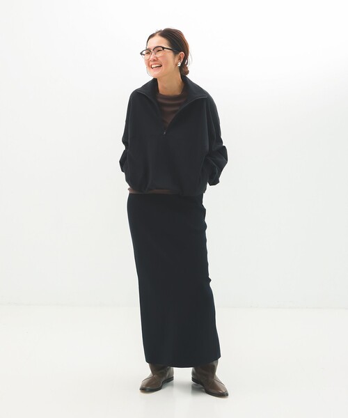 Demi-Luxe BEAMS（デミルクス ビームス）の「ハーフジップ 裏毛 プルオーバー（Tシャツ/カットソー・レディース・グレー/ブラック・ONE SIZE）」の12枚目の写真
