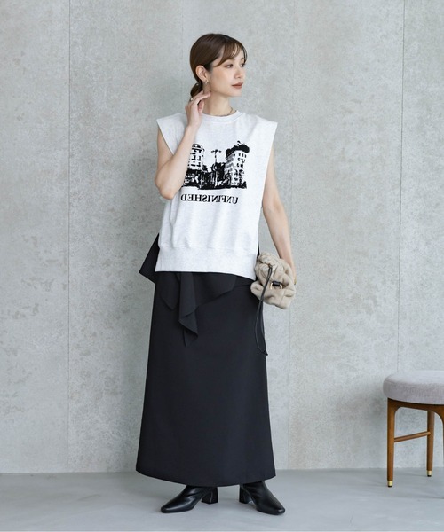 Pqran（クラン）の「フロッキープリント裏毛プルオーバー（Tシャツ/カットソー・レディース・グレー・FREE）」の10枚目の写真