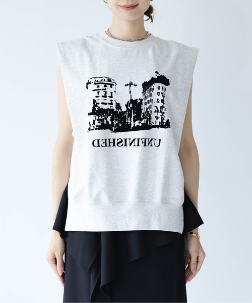 Pqran（クラン）の「フロッキープリント裏毛プルオーバー（Tシャツ/カットソー・レディース・グレー・FREE）」の18枚目の写真