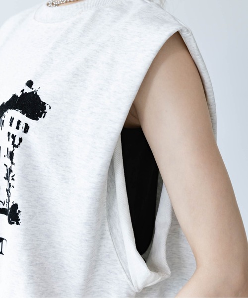 Pqran（クラン）の「フロッキープリント裏毛プルオーバー（Tシャツ/カットソー・レディース・グレー・FREE）」の15枚目の写真