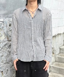 sheer check shirt (3color) / シアーチェック長袖シャツ