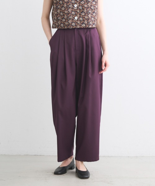 three dots(スリードッツ)の「グロッシーツイル パンツ(その他パンツ・レディース・パープル/ダークネイビー/マルチ・SMALL/MEDIUM)」の1枚目の写真